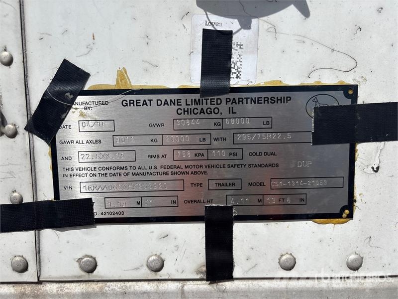 Great Dane 53 ft x 102 in T/A Van Trailer Sanduk prikolice
