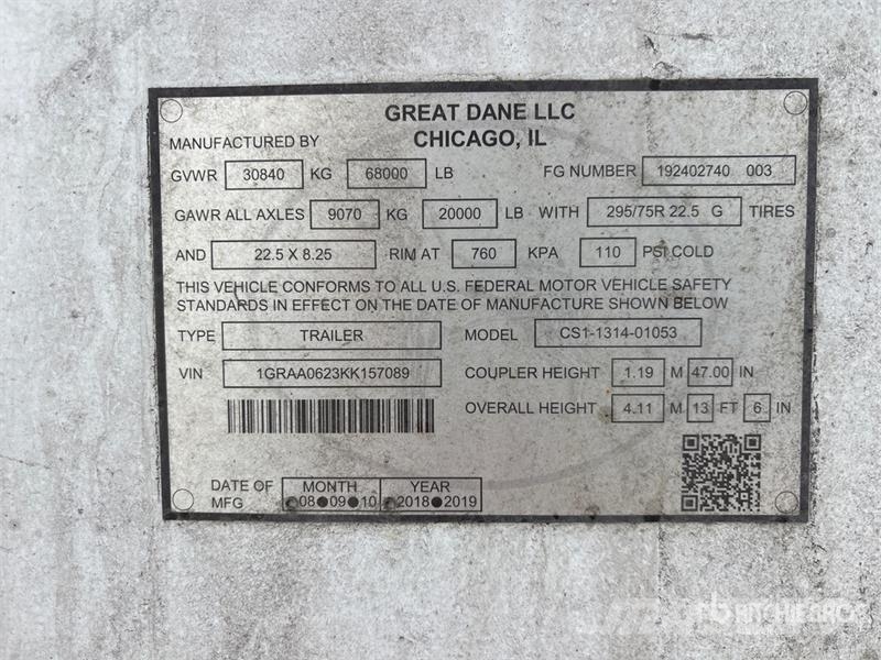 Great Dane 53 ft x 102 in T/A Van Trailer Cajas de remolque