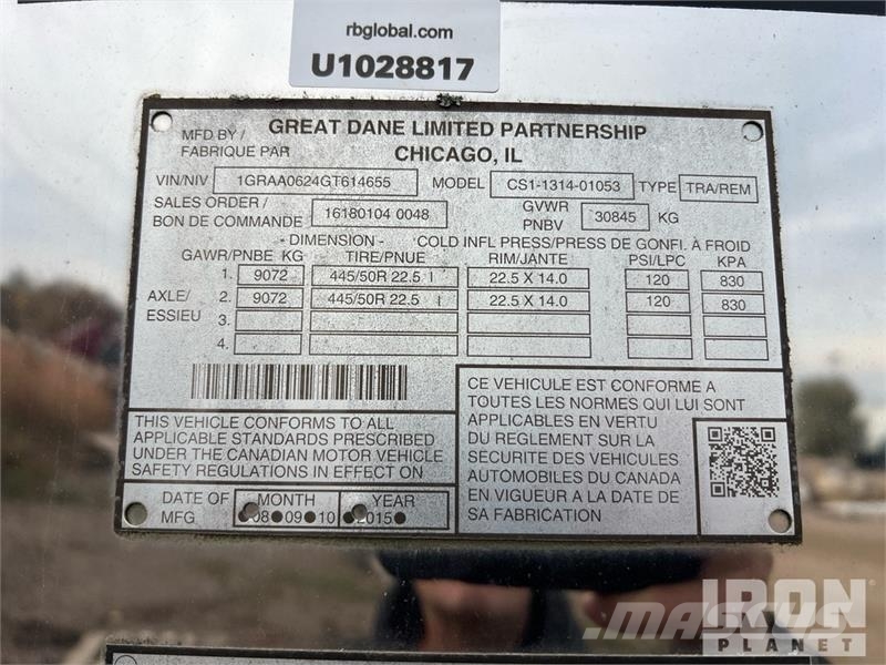 Great Dane 53 ft x 102 in Van Trailer (Inoperable) Cajas de remolque