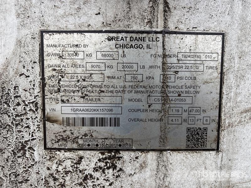 Great Dane 53 ft x 102 in T/A Van Trailer Cajas de remolque