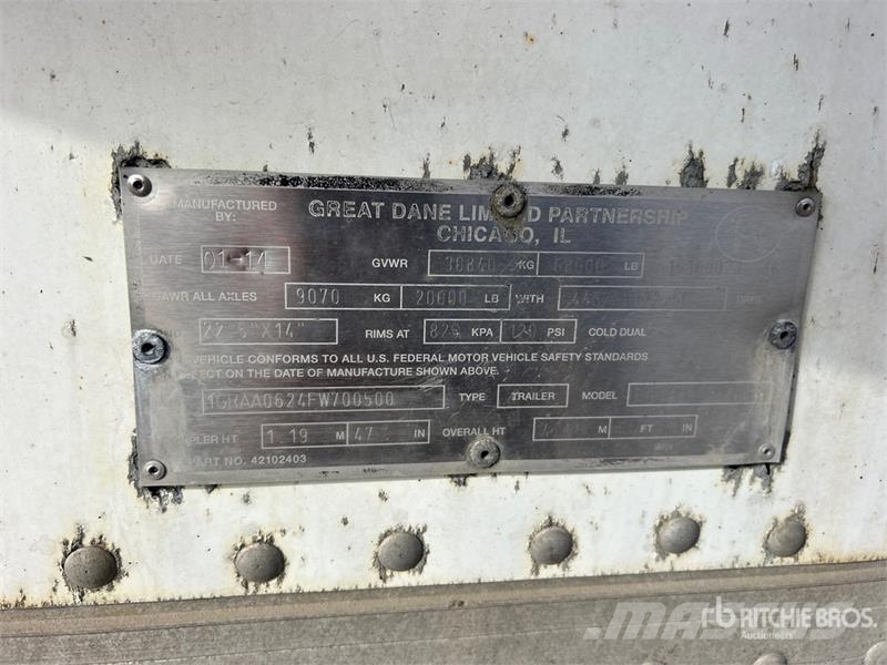 Great Dane 53 ft x 102 in T/A Refrigerated Trailer Semirremolques de temperatura controlada