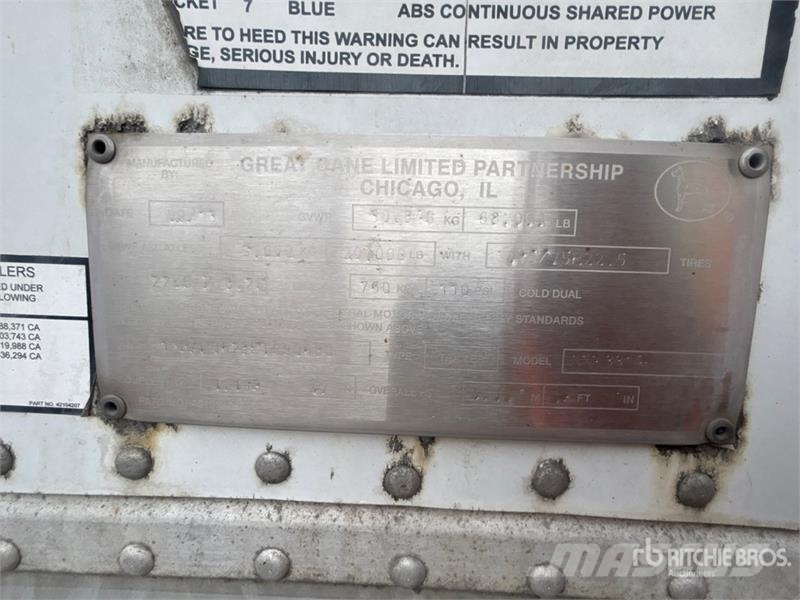 Great Dane CCC-3314-01053 53 ft x 102 in T/A Van Trailer مقطورات ذات هيكل صندوقي