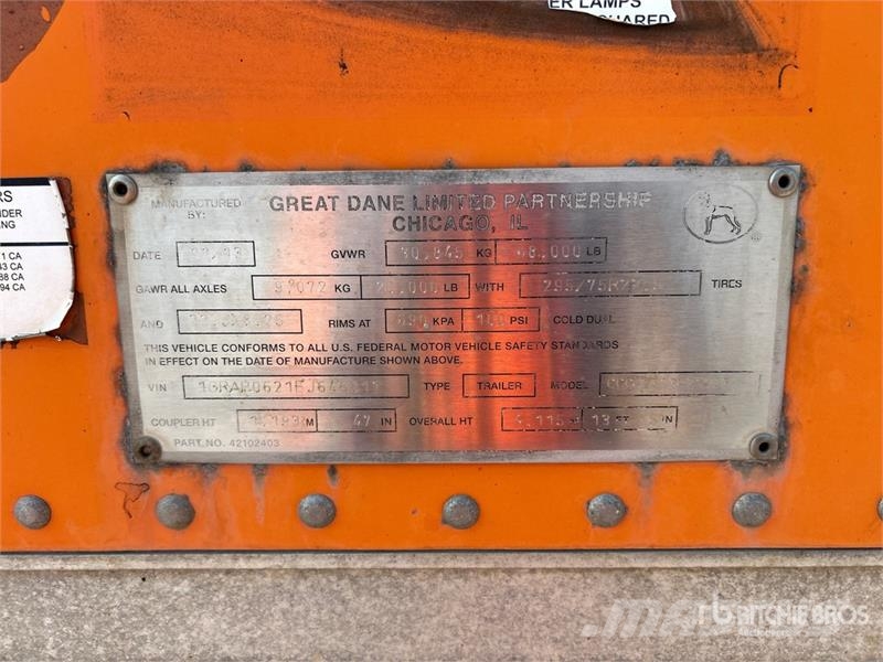 Great Dane CCC-9313-21053 53 ft x 102 in T/A Van Trailer Cajas de remolque