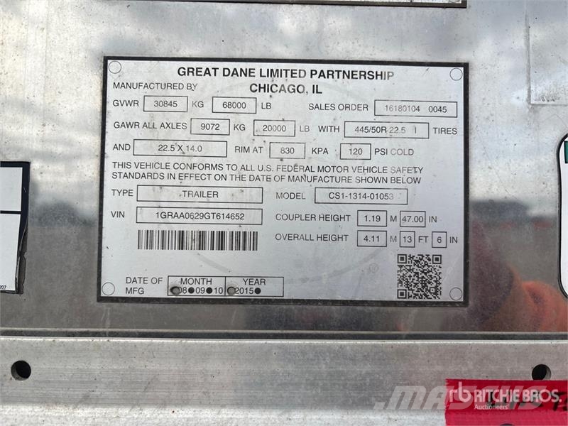 Great Dane CS1131401053 Van Body Trailers