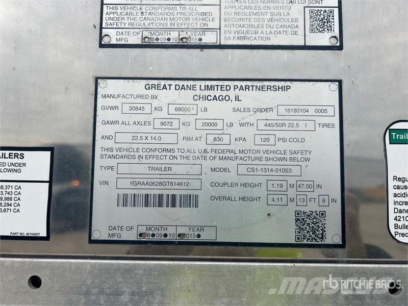 Great Dane CS1131401053 Van Body Trailers