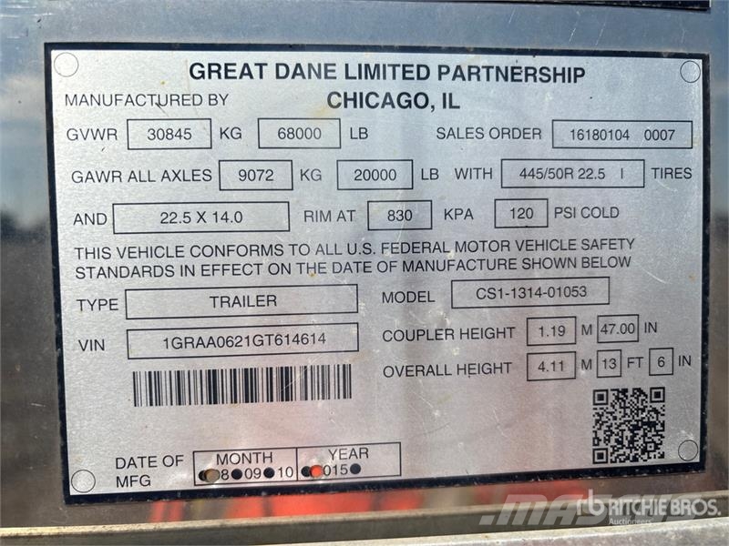 Great Dane CS1131401053 Van Body Trailers