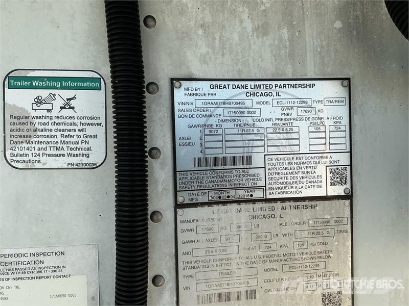Great Dane ECL-1112-12299 28 ft S/A Refrigerated Trailer Kühlauflieger