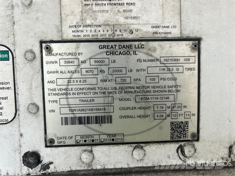 Great Dane ECM-1114-12148 48 ft x 102 in T/A Multi -Temp Refr Напівпричепи-рефрижератори