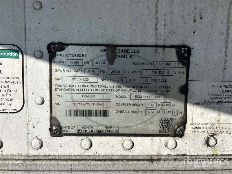 Great Dane ECM-1114-12148 48 ft x 102 in T/A Multi -Temp Refr Hladilne polprikolice