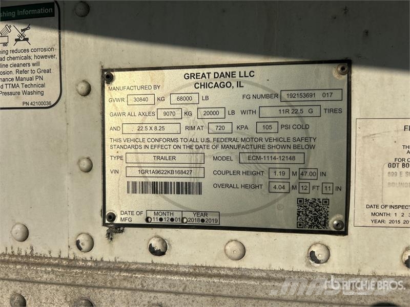 Great Dane ECM-1114-12148 48 ft x 102 in T/A Multi -Temp Refr Semirremolques isotermos/frigoríficos