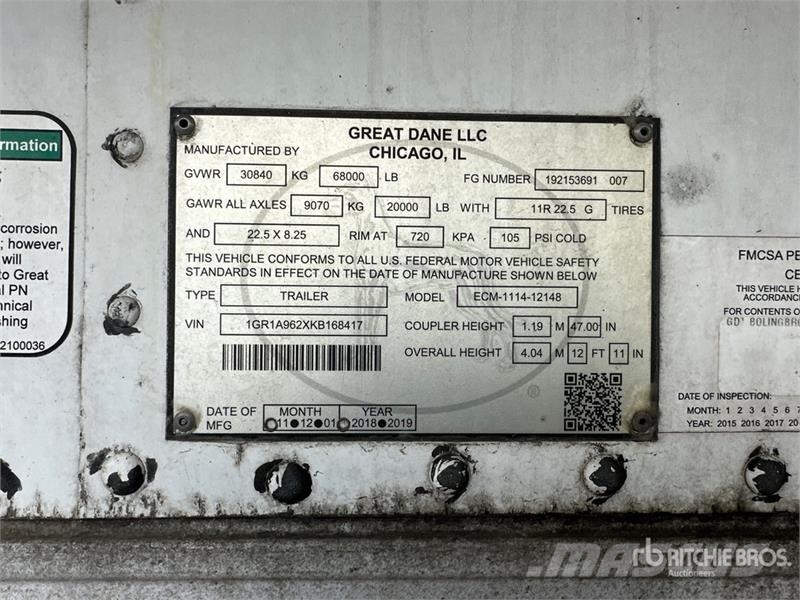 Great Dane ECM-1114-12148 48 ft x 102 in T/A Multi -Temp Refr Kühlauflieger