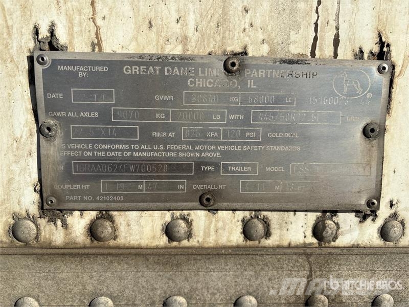 Great Dane ESS-1114-11053 53 ft x 102 in T/A Refrigerated Tra Semirremolques de temperatura controlada