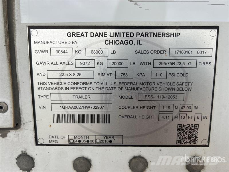 Great Dane ESS-1119-12053 53 ft x 102 in T/A Multi -Temp Refr Напівпричепи-рефрижератори