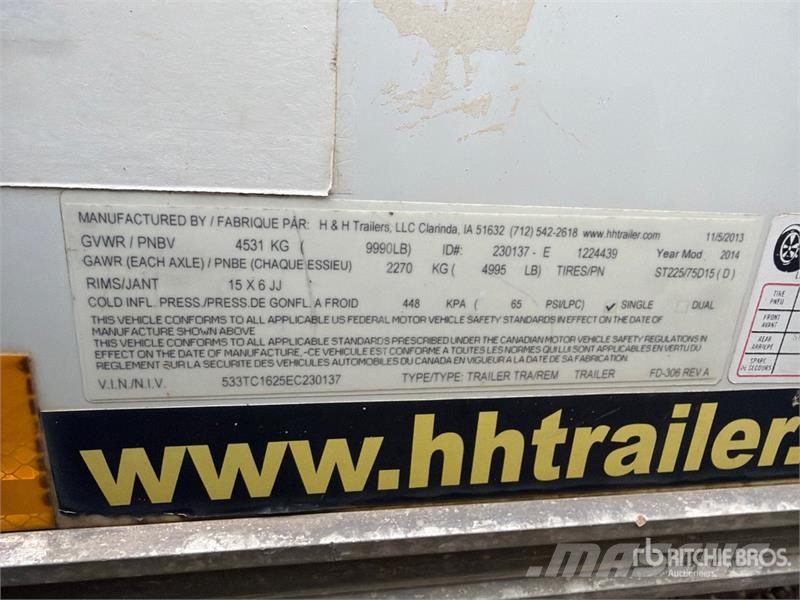  H & H &  16 ft T/A Enclosed Trailer Furgons