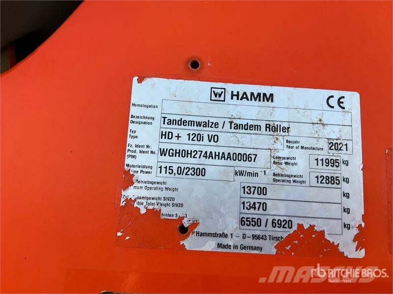 Hamm HD+ 120i VO Double Drum Roller Cilindri compactori dubli