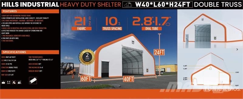 HIlls Industrial 604024 40 ft x 60 ft x 24 ft Stor Stålrammer