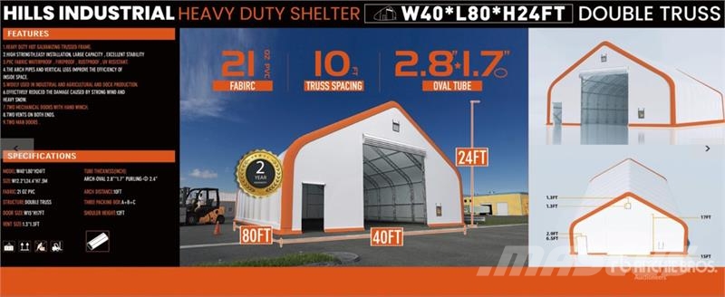 HIlls Industrial 804024 40 ft x 80 ft x 24 ft Stor Stålrammer