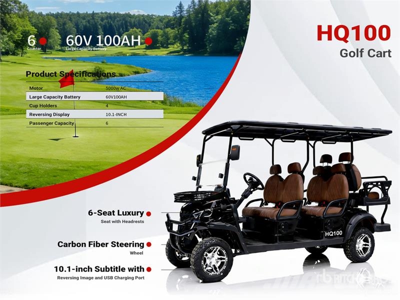 HQ100 Electric Black Six-Seater Golf Cart (Unused) Golfo vežimėliai