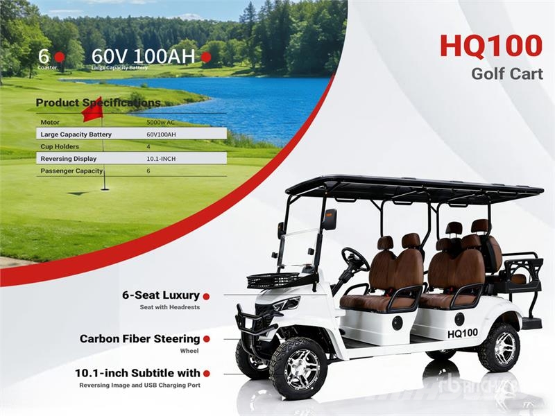 HQ100 Electric White Six-Seater Golf Cart (Unused) Carritos de golf