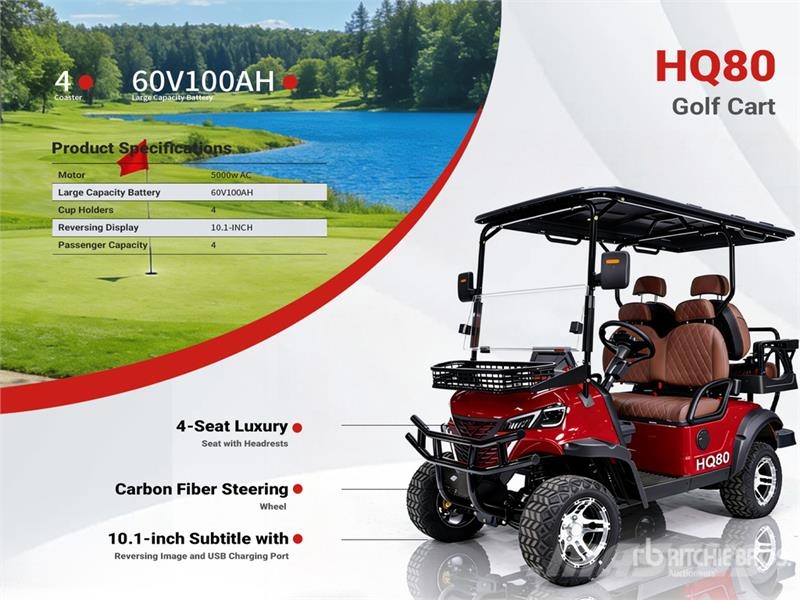 HQ80 Electric Red Four-Seater Golf Cart (Unused) 高尔夫球车