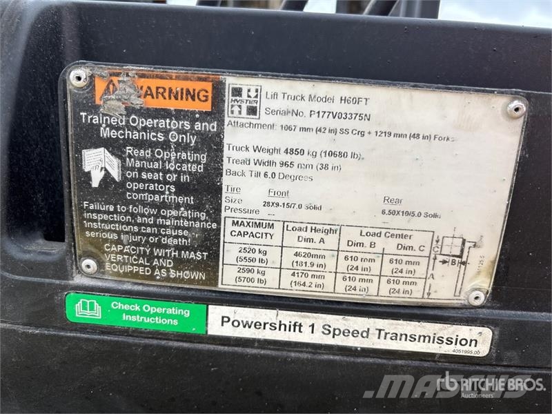 Hyster H60FT 5700 lb Pneumatic Tire Forklift フォークリフト - その他