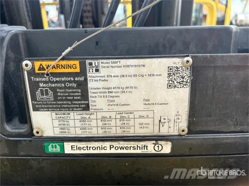 Hyster S50FT 5000 lb Cushion Tire Forklift 그 외 지게차
