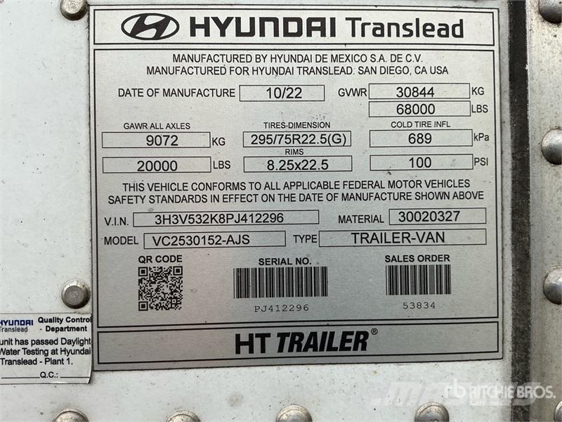 Hyundai 53 ft T/A Van Trailer Remorque Fourgon