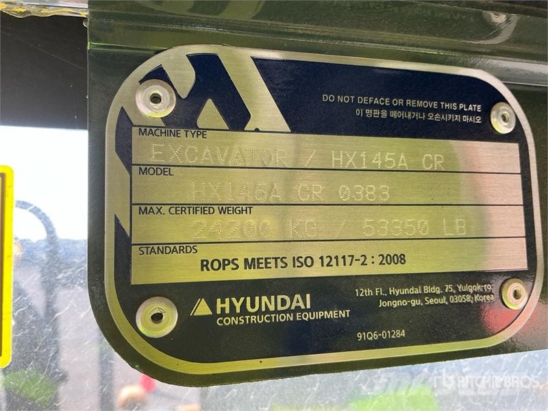 Hyundai HX145A CR Tracked Excavator Bageri guseničari