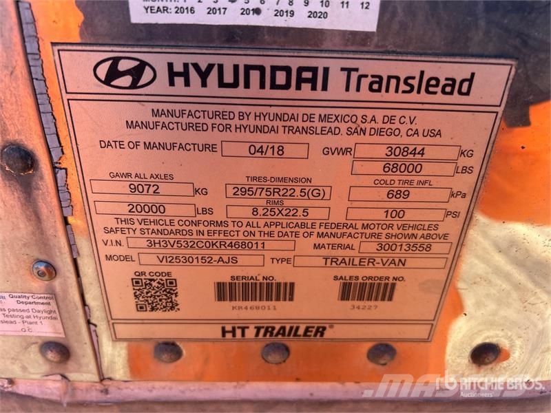 Hyundai V12530152-AJS Dobozos pótkocsik