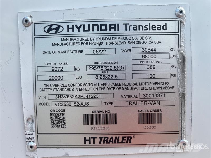 Hyundai VC2530152-AJS Remorque Fourgon