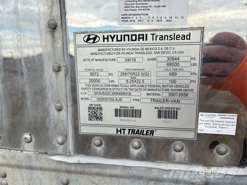 Hyundai VC2530152-AJS Dobozos pótkocsik