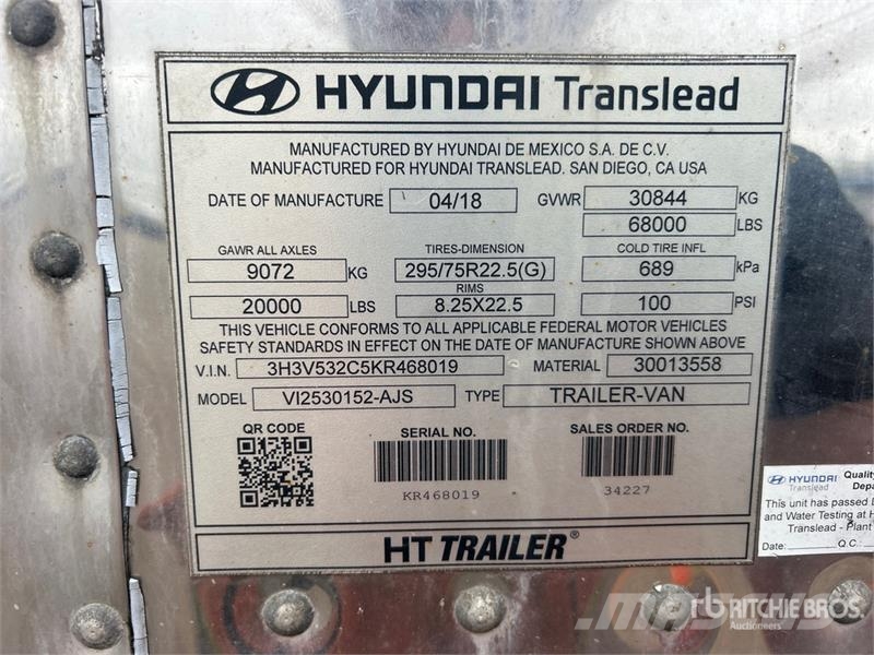 Hyundai VI2530152-AJS مقطورات ذات هيكل صندوقي