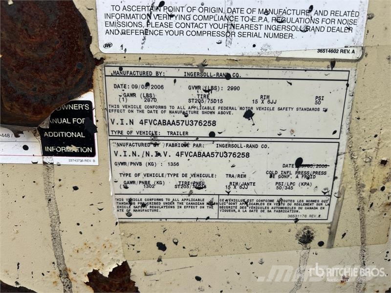 Ingersoll Rand P185 Mobile Air Compressor Kompresoriai