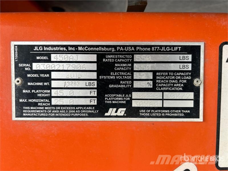 JLG 450AJ 4WD Gasoline Articulating Boom Lift 관절형 전동이동 리프트