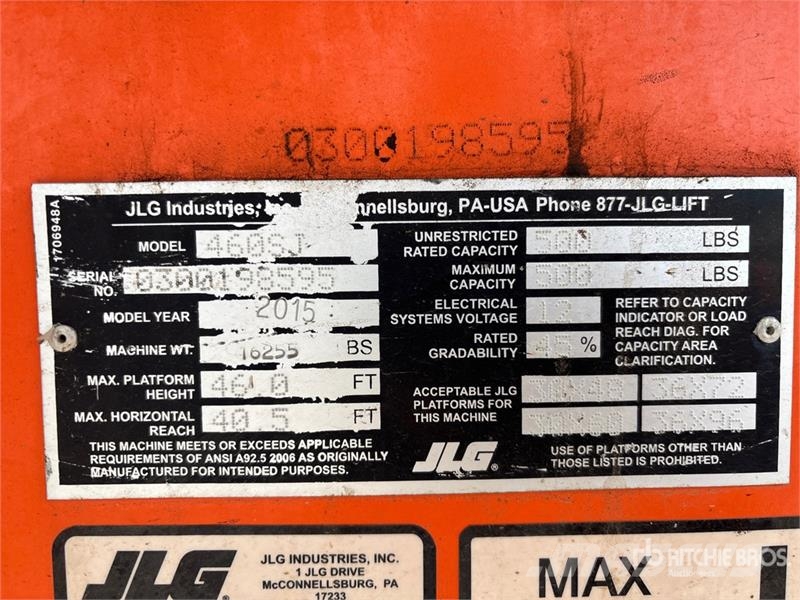 JLG 460SJ 4WD Diesel Telescopic Boom Lift Teleskoop poomtõstukid