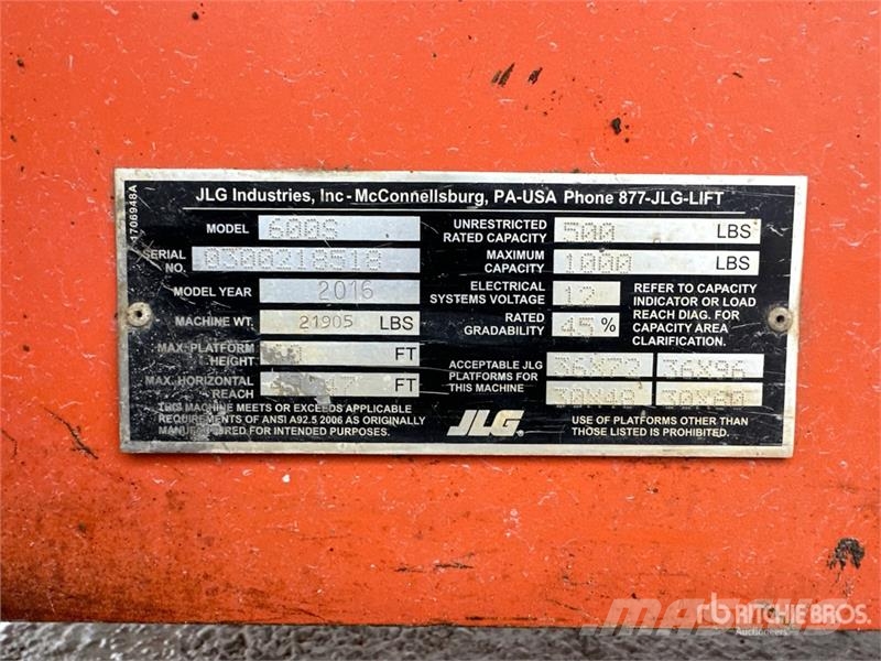 JLG 600S 4WD Diesel Telescopic Boom Lift Nacelles télescopiques