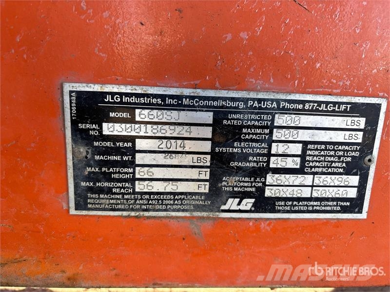 JLG 660SJ 2WD Diesel Telescopic Boom Lift Teleszkópos emelők