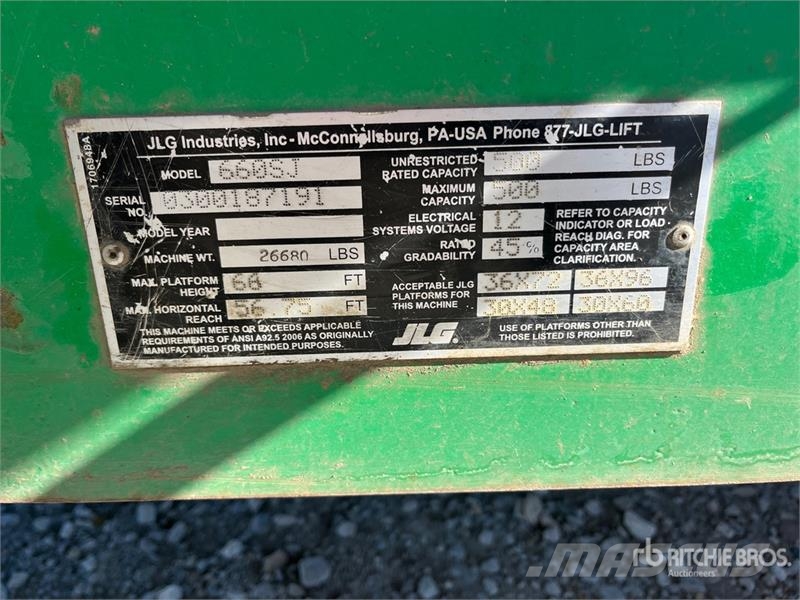 JLG 660SJ 4WD Diesel Telescopic Boom Lift Teleskopiskie pacēlāji