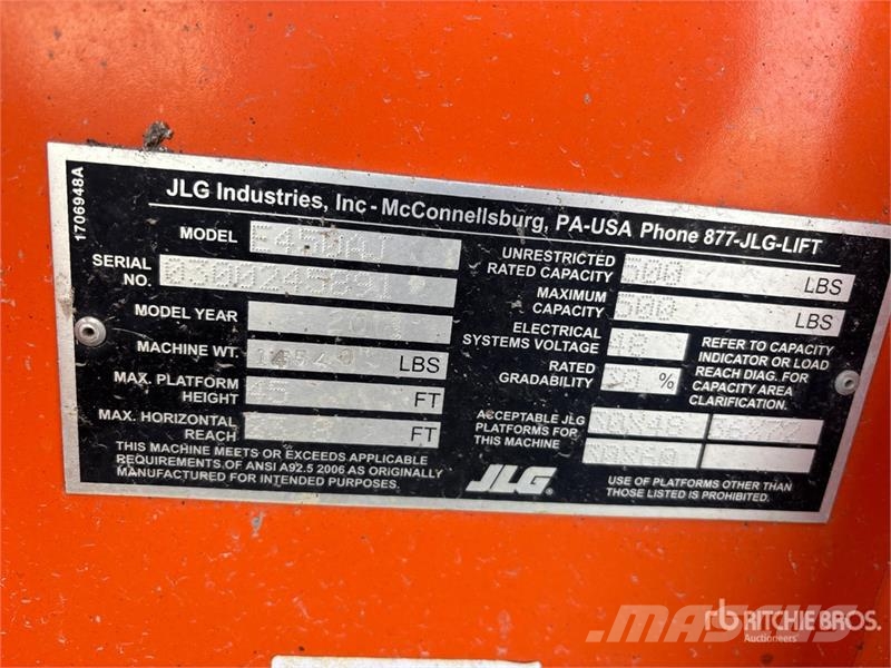 JLG E450AJ 2WD Electric Articulating Boom Lift Zglobne dvižne ploščadi