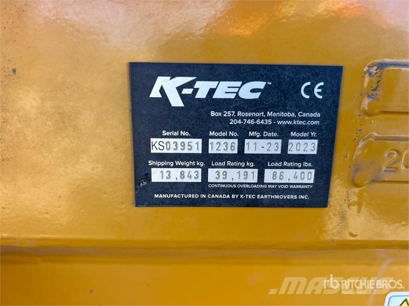 K-Tec 1236 4 Tire Hydraulic Pull Scraper Schaktvagnar