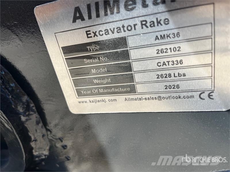 KJ AMK36 65 in Excavator Rake - Fits Cat 336 / 30 - 3 Ranghinatori