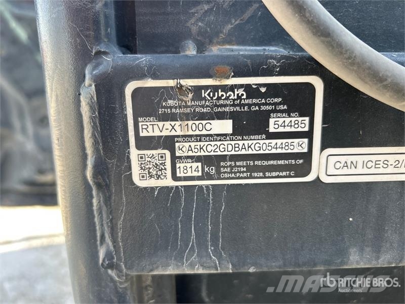Kubota RTV-X1100CW-H 4x4 Utility Vehicle ماكينات منفعة عامة
