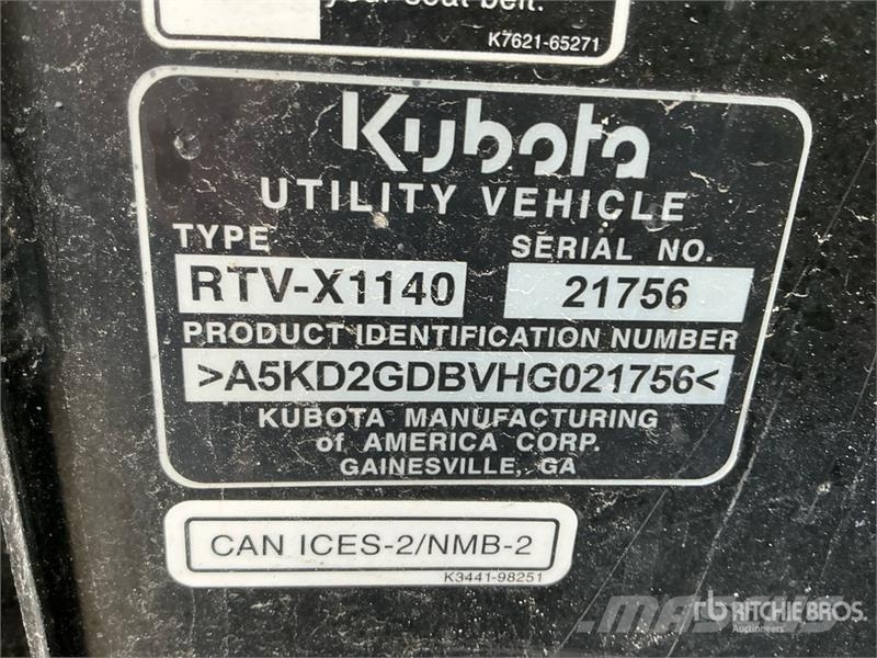 Kubota RTV1140CPX Підсобні машини
