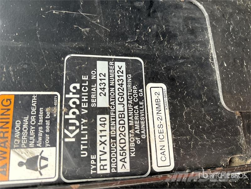 Kubota RTV1140CPX-H 다목적 장비