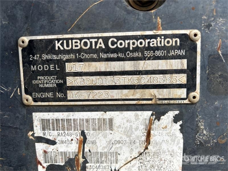 Kubota U17VR1 Mini Excavator Minibagger < 7t