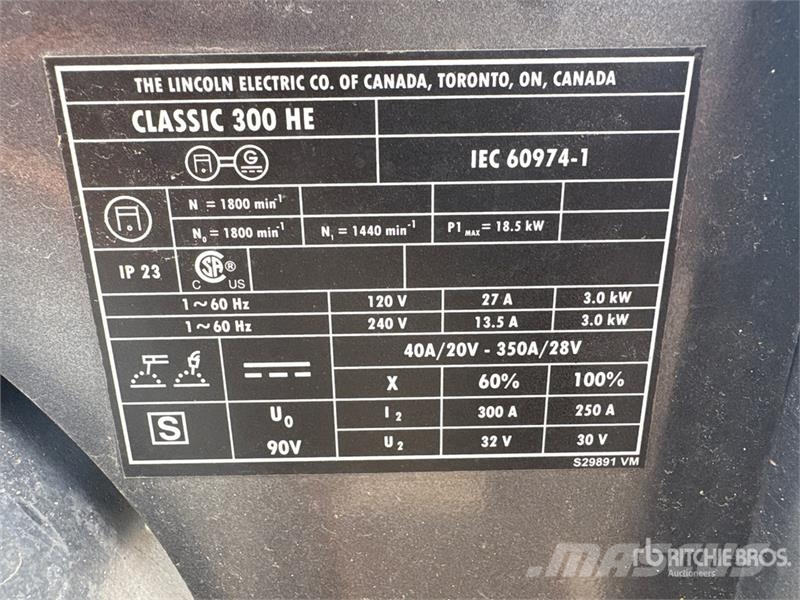Lincoln Classic 300 HE 300 A Skid-Mounted Stick Engine Dri Aparati za zavarivanje