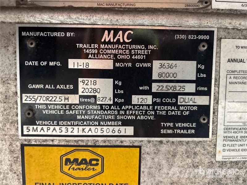 MAC 53 ft T/A Curtain Side Trailer Tents