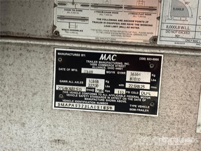 MAC 53 ft T/A Curtain Side Trailer Gardinanhænger