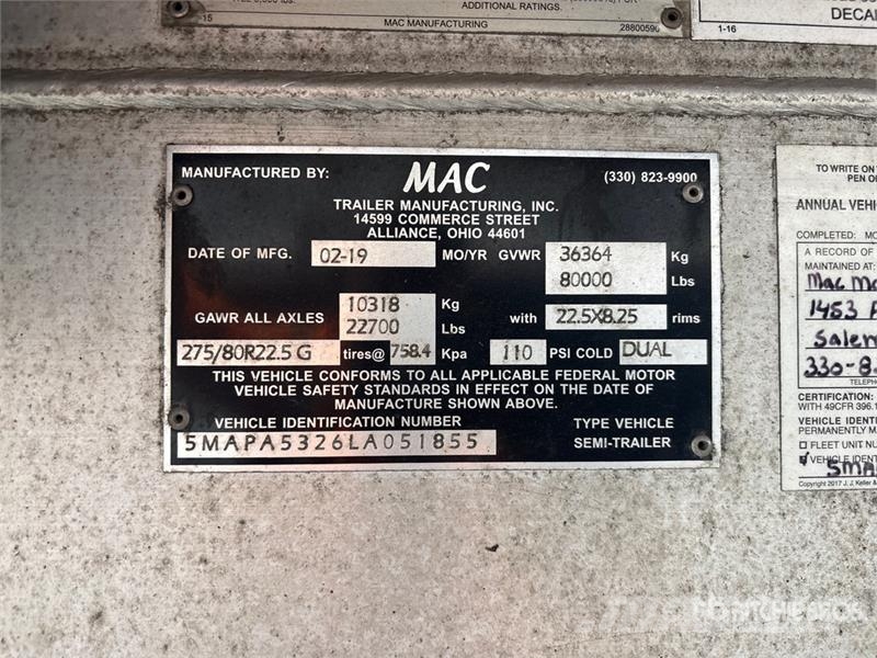 MAC 53 ft T/A Curtain Side Trailer مقطورات بغطاء جانبي