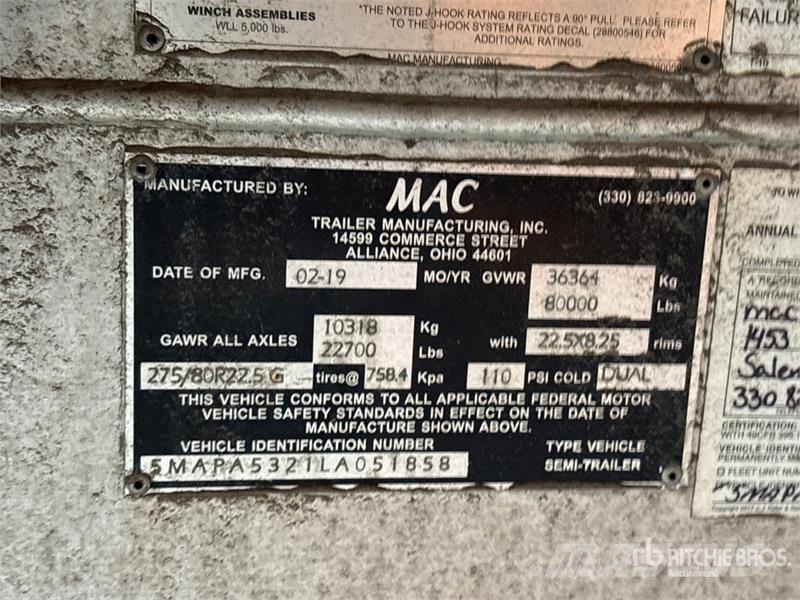 MAC 53 ft T/A Spread Axle Curtain Side Trailer Remolques de caja de lona